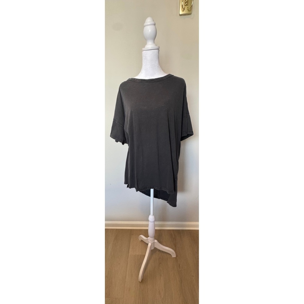 Pilcro Anthropologie Oversized Washed Black Asymmetrical‎ T-Shirt XL